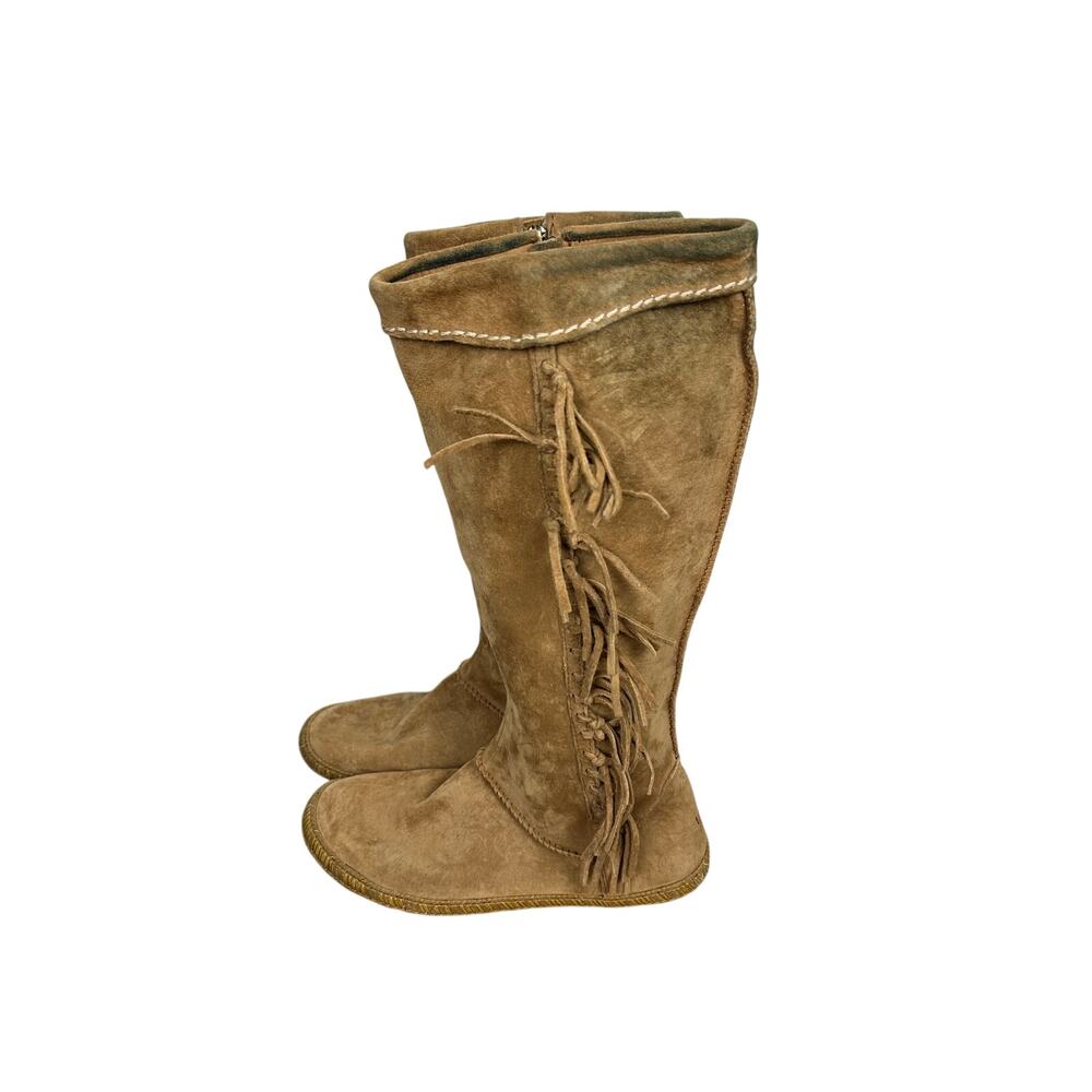 UGG Australia Mammoth Women's Fringe Suede Boots Boho moccasin Tall Zip Size 8